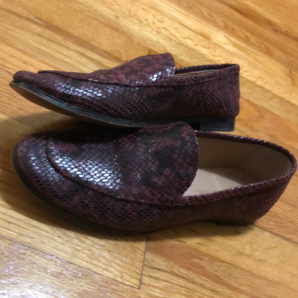 Red Snakeskin Flats